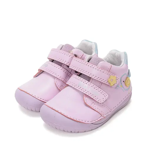 Pantofi Barefoot D.D. Step fete, piele naturala, primii pasi, roz lila_S070-61646A-21_Pebebe