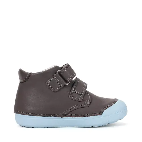 Pantofi D.D. Step baieți, piele naturală, primii pași, talpa felxibilă, gri deschis, design Baseball_S066-61414B-21_Pebebe