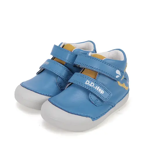 Pantofi D.D. Step baieți, piele naturala, primii pași, talpa felxibilă, albastru, design elefant_S066-61158A-20_Pebebe
