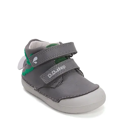 Pantofi D.D. Step baieți, piele naturala, primii pași, talpa felxibilă, gri, design elefant_S066-61158B-21_Pebebe
