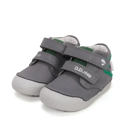 Pantofi D.D. Step baieți, piele naturala, primii pași, talpa felxibilă, gri, design elefant_S066-61158B-21_Pebebe