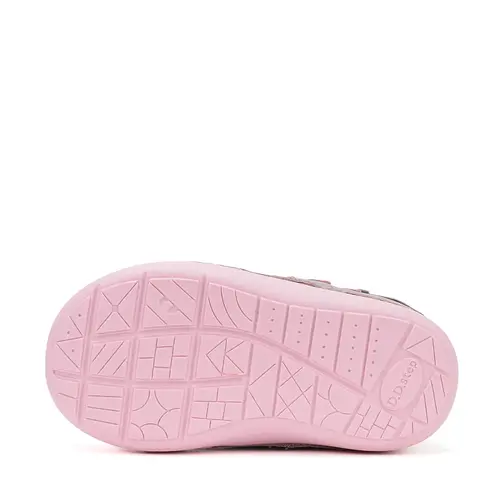 Pantofi D.D. Step fete, piele naturala, primii pași, talpa felxibilă, gri deschis, design cu inimoare_S066-61412B-21_Pebebe
