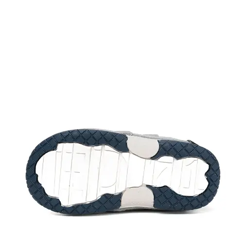 Pantofi DD Step baieți, piele naturală, cu suținere, talpa ferma, gri deschis_S038-61324-20_Pebebe