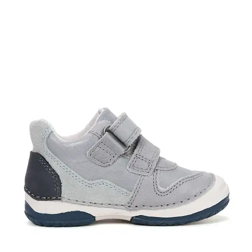 Pantofi DD Step baieți, piele naturală, cu suținere, talpa ferma, gri deschis_S038-61324-20_Pebebe