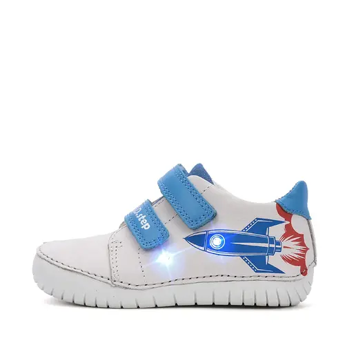 Pantofi D.D Step baieti, piele naturala, talpă flexibilă, LED, gri deschis_S050-61691AM-26_Pebebe