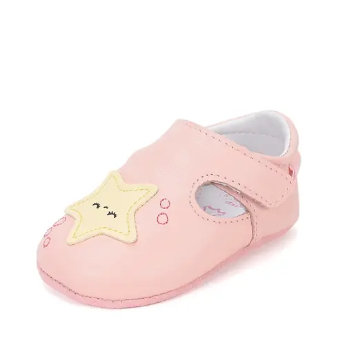 Pantofi interior D.D Step, piele naturala, roz cu steluță_K1596-61962-18/19_Pebebe