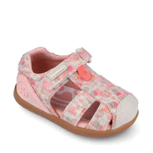 Sandale Barefoot Fete, Biomecanics Wider Canvas, roz cu imprimeu_262193-A103-21_Pebebe