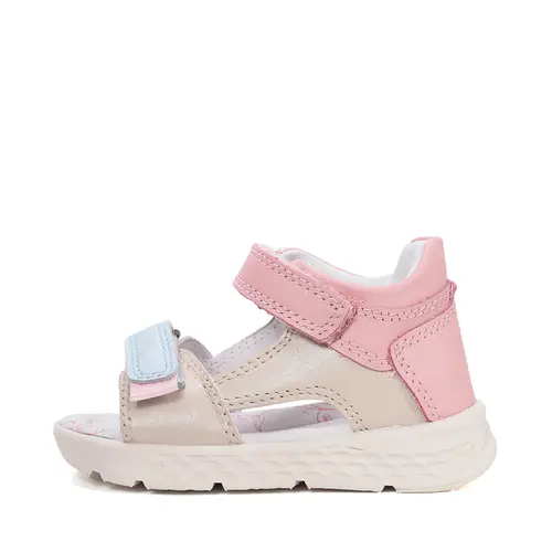 Sandale cu supinatie, piele naturala, vârf deschis, crem cu roz, Ponte20_DA05-6-1884B-22_Pebebe