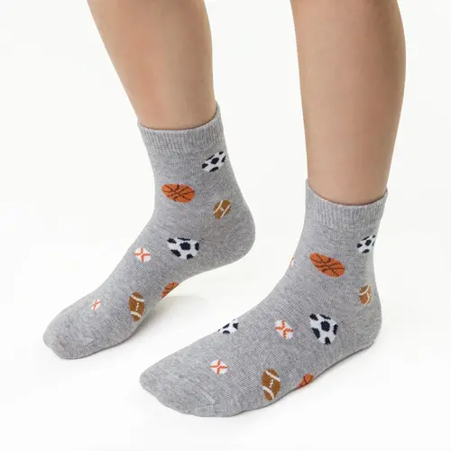 Șosete pentru băieți, gri deschis, cu mingi, STEVEN_CE407014G_Pebebe