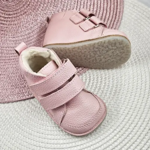 Ghete primii pasi, piele naturala, captuseala din blanita, talpa felxibila, roz deschis_RO-22-10-20_Pebebe