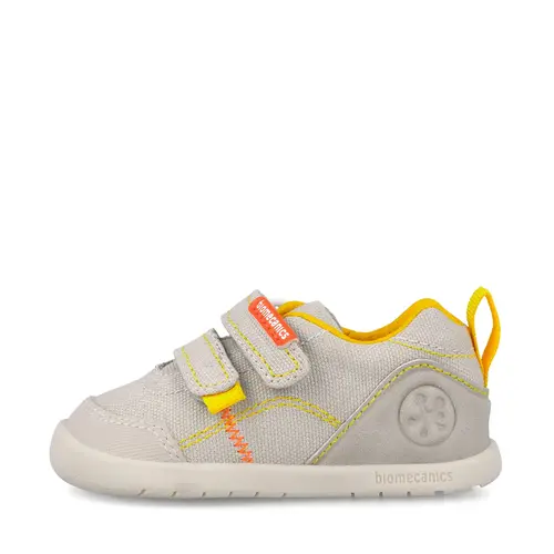 Pantofi Barefoot Biomecanics Wider Canvas cu Dublu Scai - Bej cu Accente Portocalii_262190-C891-21_Pebebe