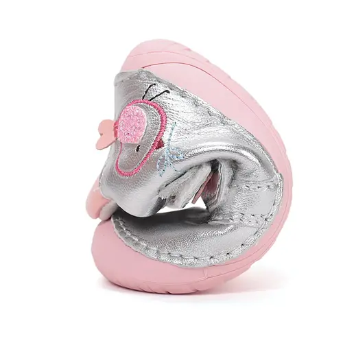 Pantofi Barefoot D.D. Step fete, piele naturala, primii pasi, argintiu_S070-61646-20_Pebebe
