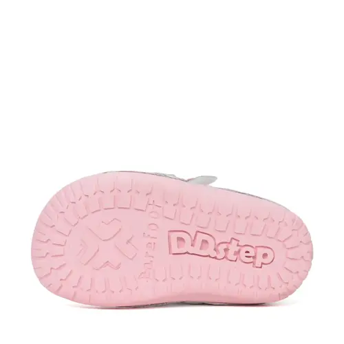Pantofi Barefoot D.D. Step fete, piele naturala, primii pasi, argintiu_S070-61646-20_Pebebe