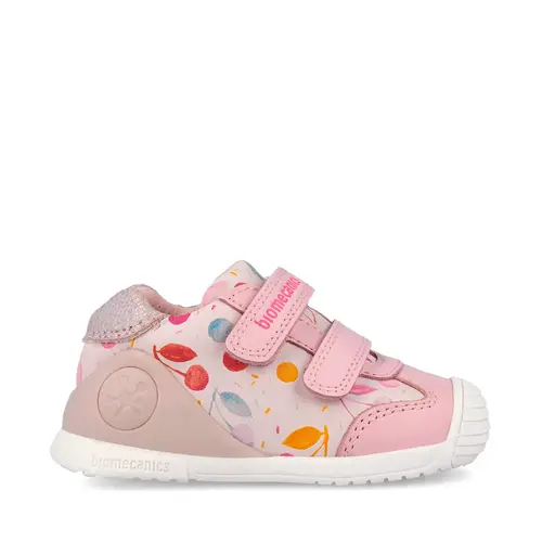 Pantofi Biomecanics fete, Biogateo Casual, primii pasi  – Roz cu Imprimeu Multicolor_262102-A779-19_Pebebe