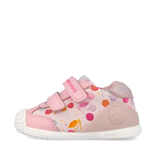 Pantofi Biomecanics fete, Biogateo Casual, primii pasi  – Roz cu Imprimeu Multicolor_262102-A779-19_Pebebe