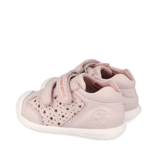 Pantofi Biomecanics fete, Biogateo Casual, primii pasi  – Roz Pudrat cu Steluțe_262101-A779-19_Pebebe