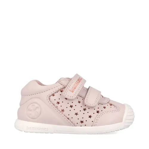 Pantofi Biomecanics fete, Biogateo Casual, primii pasi  – Roz Pudrat cu Steluțe_262101-A779-19_Pebebe