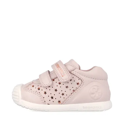 Pantofi Biomecanics fete, Biogateo Casual, primii pasi  – Roz Pudrat cu Steluțe_262101-A779-19_Pebebe