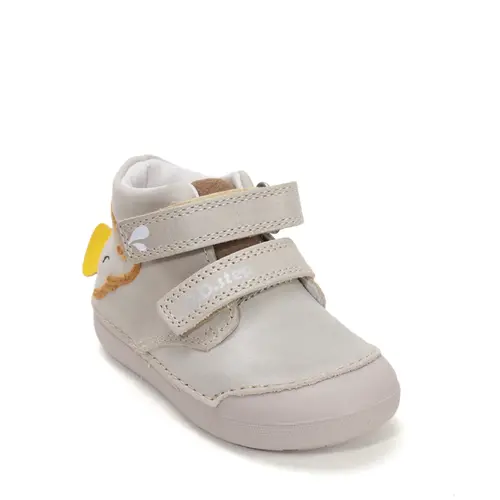 Pantofi D.D. Step baieți, piele naturala, primii pași, talpa felxibilă, crem, design elefant_S066-61158-20_Pebebe