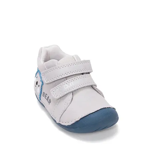 Pantofi D.D. Step băieți, primii pasi, piele naturala, talpa flexibila, gri cu urs_S015-61472B-18_Pebebe