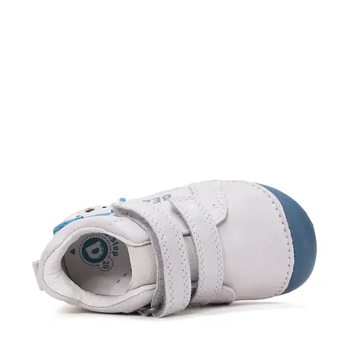 Pantofi D.D. Step băieți, primii pasi, piele naturala, talpa flexibila, gri cu urs_S015-61472B-18_Pebebe