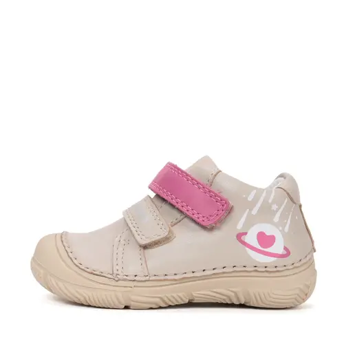 Pantofi D.D Step fete, piele naturală, captuseală din piele, talpă flexibilă, crem,design cu inimioară_S082-61694B-20_Pebebe