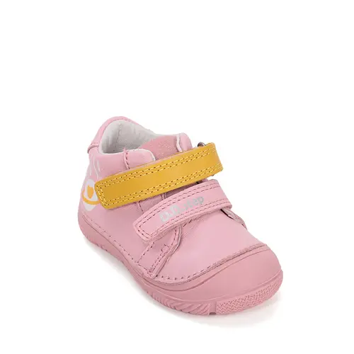 Pantofi D.D Step fete, piele naturală, captuseală din piele, talpă flexibilă, roz deschis design cu inimioară_S082-61694A-21_Pebebe