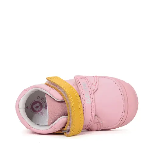 Pantofi D.D Step fete, piele naturală, captuseală din piele, talpă flexibilă, roz deschis design cu inimioară_S082-61694A-21_Pebebe