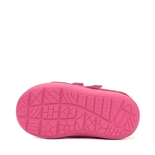 Pantofi D.D. Step fete, piele naturala, primii pași, talpa felxibilă, fuchsia, design cu inimoare_S066-61412-20_Pebebe