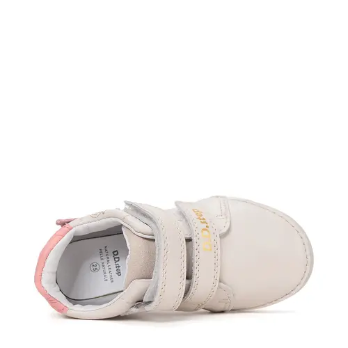 Pantofi D.D Step fete, piele naturala, talpă flexibilă, LED, crem cu unicorn_S050-61970M-26_Pebebe