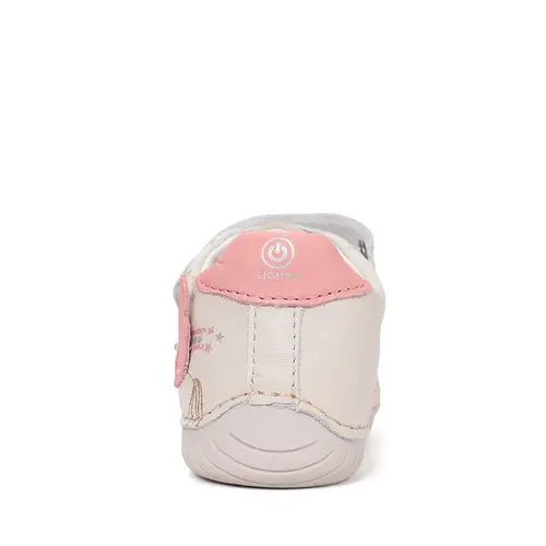 Pantofi D.D Step fete, piele naturala, talpă flexibilă, LED, crem cu unicorn_S050-61970M-26_Pebebe