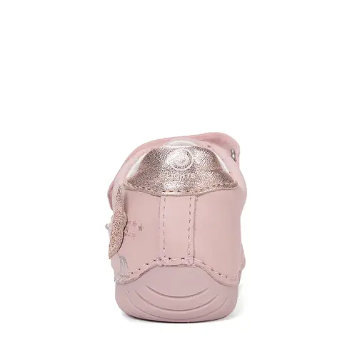 Pantofi D.D Step fete, piele naturala, talpă flexibilă, LED, roz deschis cu unicorn_S050-61970AM-25_Pebebe