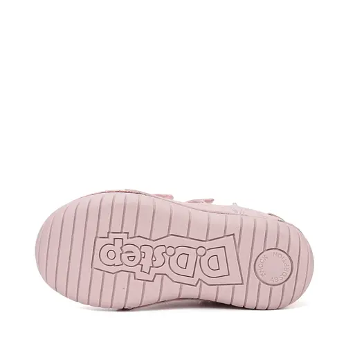 Pantofi D.D Step fete, piele naturala, talpă flexibilă, LED, roz deschis cu unicorn_S050-61970AM-25_Pebebe
