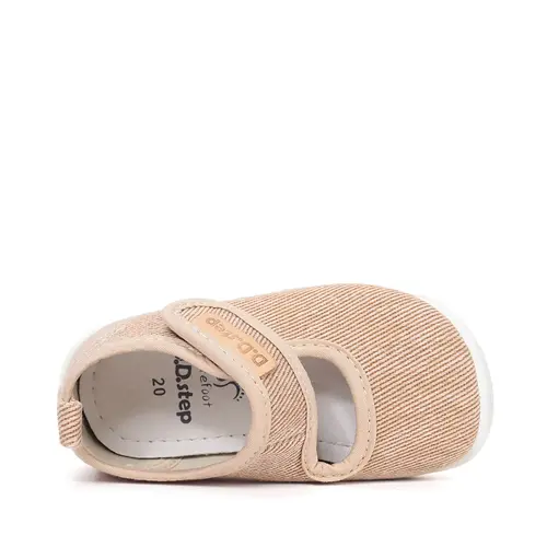 Pantofi de interior pentru copii, decupati, material textil, talpa flexibila, crem, D.D Step_C086-61730C-20_Pebebe