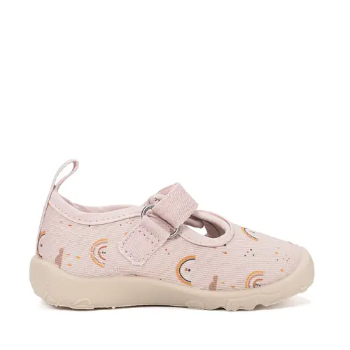 Pantofi de interior pentru copii, decupati, material textil, talpa flexibila, roz, D.D Step_C086-61991-21_Pebebe