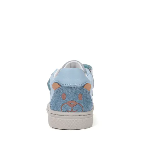 Pantofi din piele naturala cu supinatie pentru băieți, Ponte20, albastru cu ursuleț_DA03-6-1724-23_Pebebe