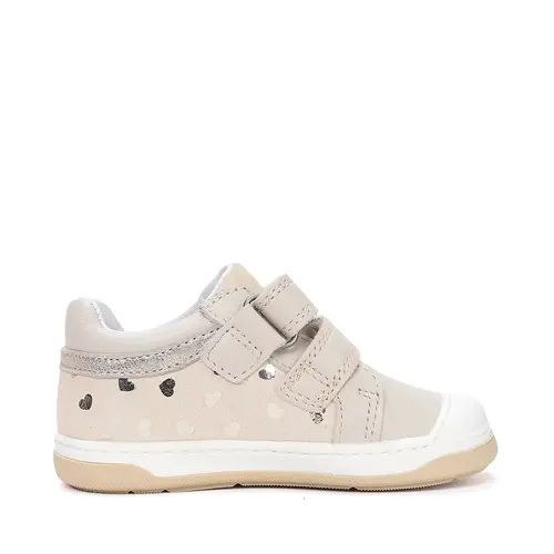 Pantofi din piele naturala cu supinatie pentru fete, Ponte20, crem cu inimioare_DA03-6-1326A-23_Pebebe