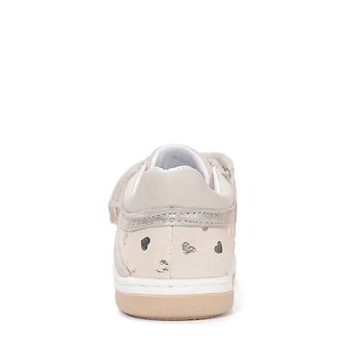 Pantofi din piele naturala cu supinatie pentru fete, Ponte20, crem cu inimioare_DA03-6-1326A-23_Pebebe
