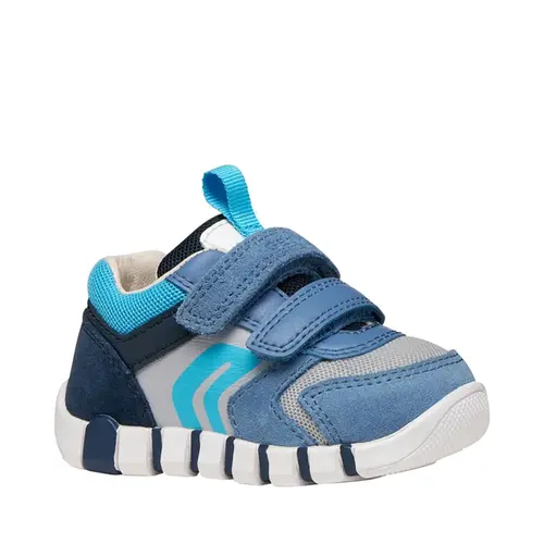 Pantofi Geox baieți, piele naturala, brant antibacterian, Geox Respira, Iupidoo, Albastru cu gri deschis_B3555D-02214-C4S1L-18_Pebebe