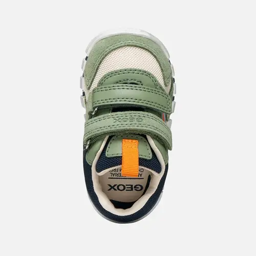 Pantofi Geox băieți, piele naturala, brant antibacterian, Geox Respira, Iupidoo, olive si bleumarin_B3555D-02214-CD3F4-18_Pebebe