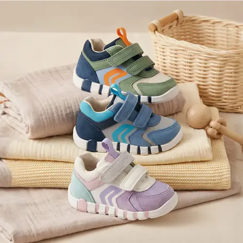 Pantofi Geox băieți, piele naturala, brant antibacterian, Geox Respira, Iupidoo, olive si bleumarin_B3555D-02214-CD3F4-18_Pebebe