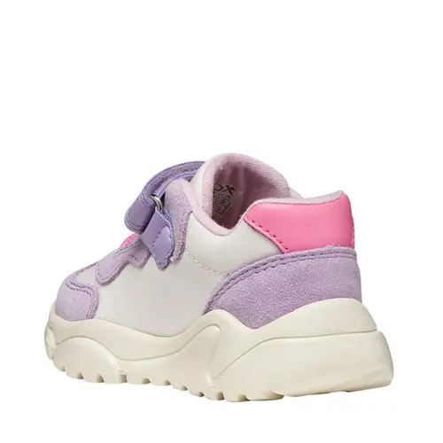 Pantofi Geox fete, piele naturala,  brant antibacterian, Geox Respira, Ciufciuf, alb, lila_B455QB-0FU22-C1022-20_Pebebe