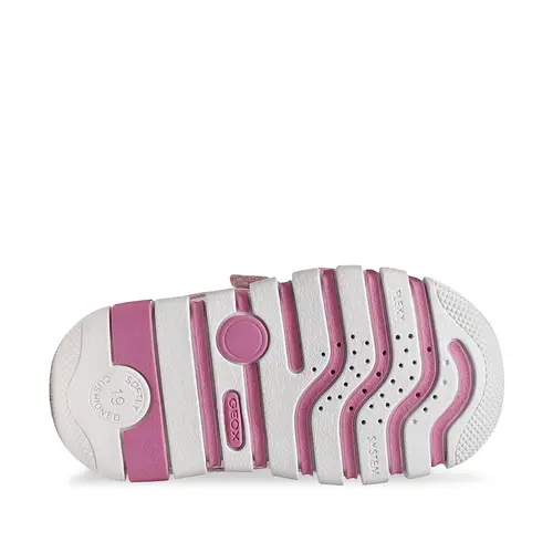 Pantofi Geox fete, piele naturala, brant antibacterian, Geox Respira, Iupidoo, roz cu alb_B3558C-02214-C5825-18_Pebebe