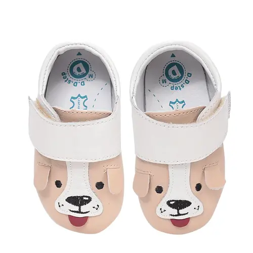 Pantofi interior D.D Step, piele naturala, crem cu cațel_K1596-61565-18/19_Pebebe