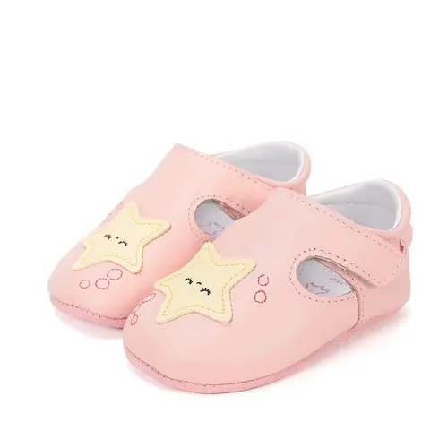 Pantofi interior D.D Step, piele naturala, roz cu steluță_K1596-61962-18/19_Pebebe