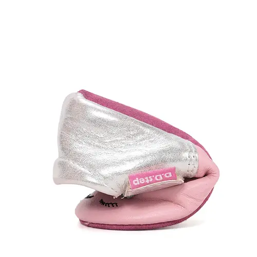 Pantofi interior D.D Step, piele naturala, roz cu unicorn_ K1596-61702-18/19_Pebebe