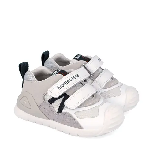 Pantofi Biomecanics baieti, piele si material textil, Biogateo Casual, Gri cu Alb_262122-C050-20_Pebebe