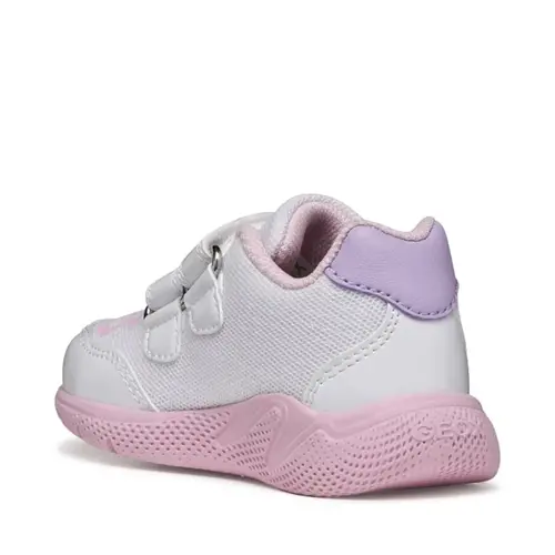 Pantofi sport Geox fete, material textil, talpa flexibila, Sprintye, alb design cu floare_B654TA-0GNHH-C1060-21_Pebebe