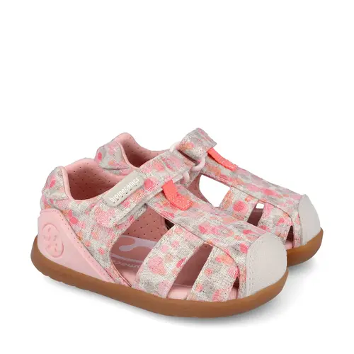 Sandale Barefoot Fete, Biomecanics Wider Canvas, roz cu imprimeu_262193-A103-21_Pebebe