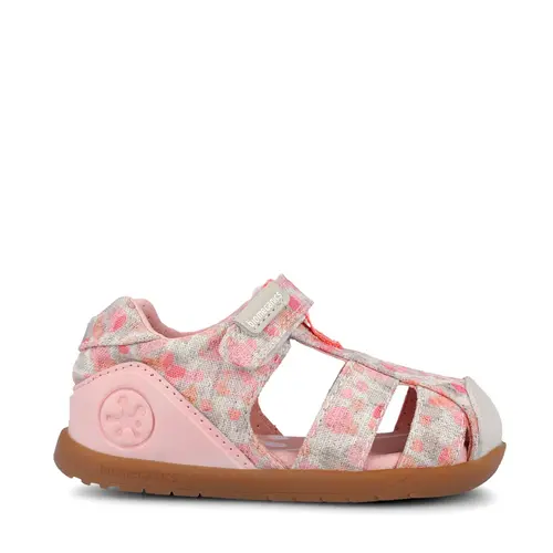 Sandale Barefoot Fete, Biomecanics Wider Canvas, roz cu imprimeu_262193-A103-21_Pebebe